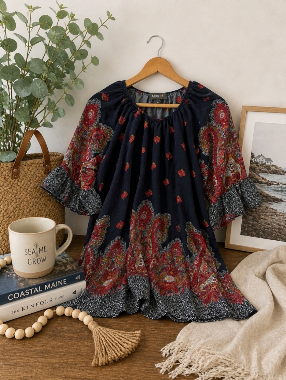 Apricot | Women's Large U.S. (14 U.K.) | BoHo Flowy Tunic | Purchased in England